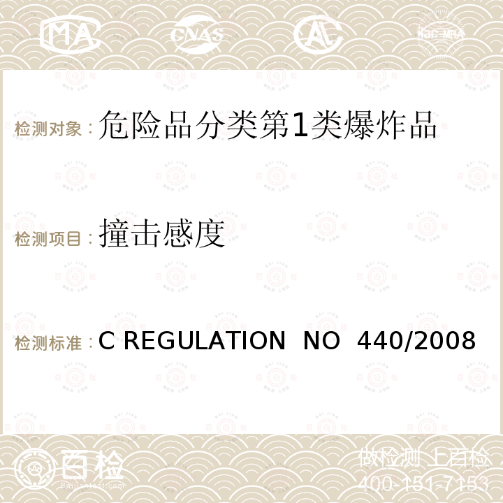 撞击感度 EC REGULATION  NO 440/2008 