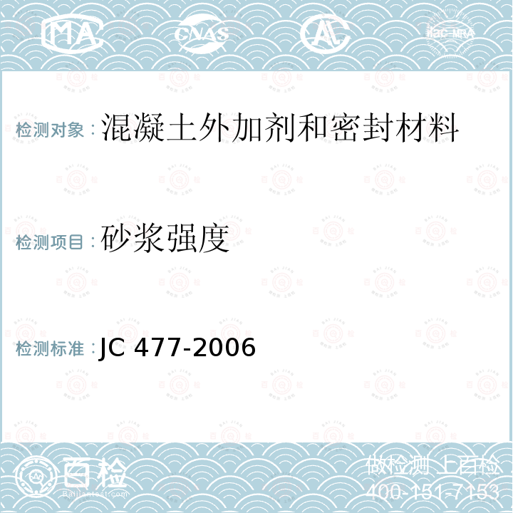 砂浆强度 喷射混凝土用速凝剂 JC477-2006