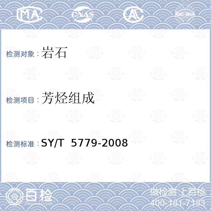 芳烃组成 石油和沉积有机质烃类气相色谱分析方法 SY/T 5779-2008