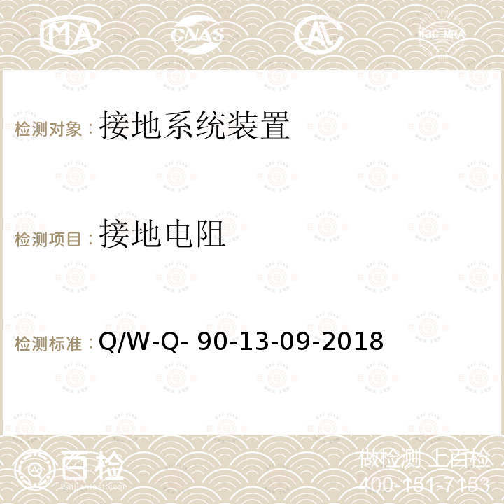 接地电阻 防静电系统测试要求 Q/W-Q-90-13-09-2018