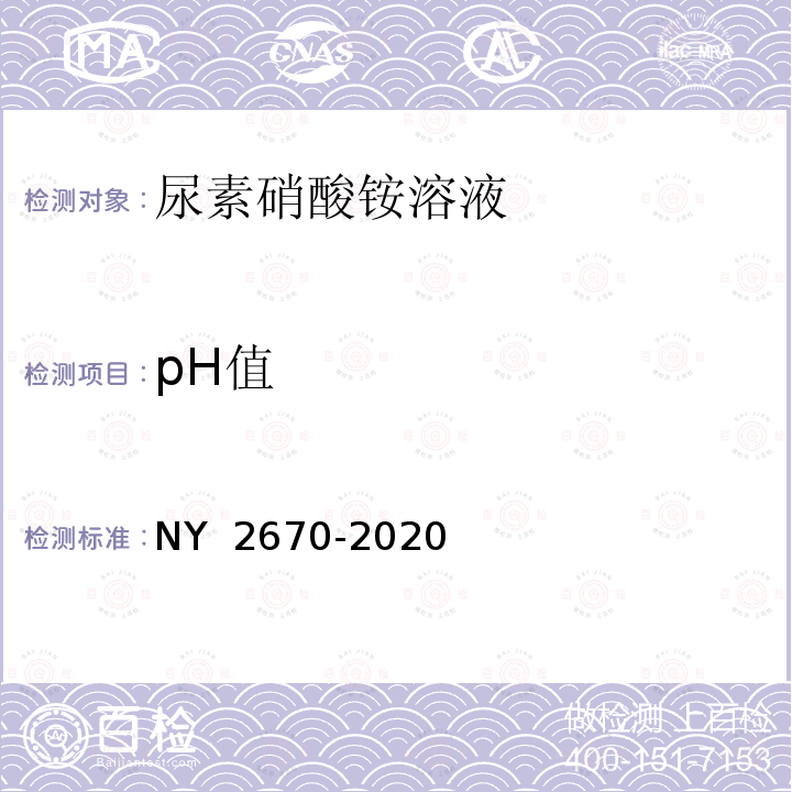 pH值 尿素硝酸铵溶液及使用规程 NY 2670-2020