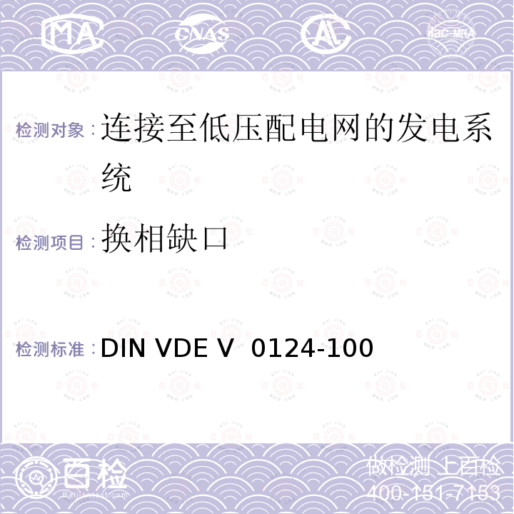 换相缺口 DIN VDE V  0124-100  发电厂的并网连接-低压-与低压配电网并联运行的发电机组的试验要求 DIN VDE V 0124-100 (VDE V 0124-100):2020-06