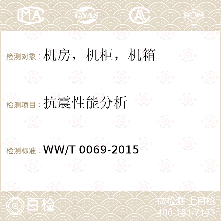 抗震性能分析 T 0069-2015 馆藏文物防震规范 WW/T0069-2015