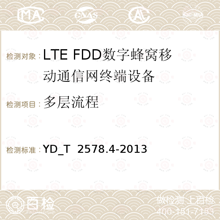 多层流程 LTE FDD数字蜂窝移动通信网 终端设备测试方法(第一阶段) 第4部分_协议一致性测试 YD_T 2578.4-2013 