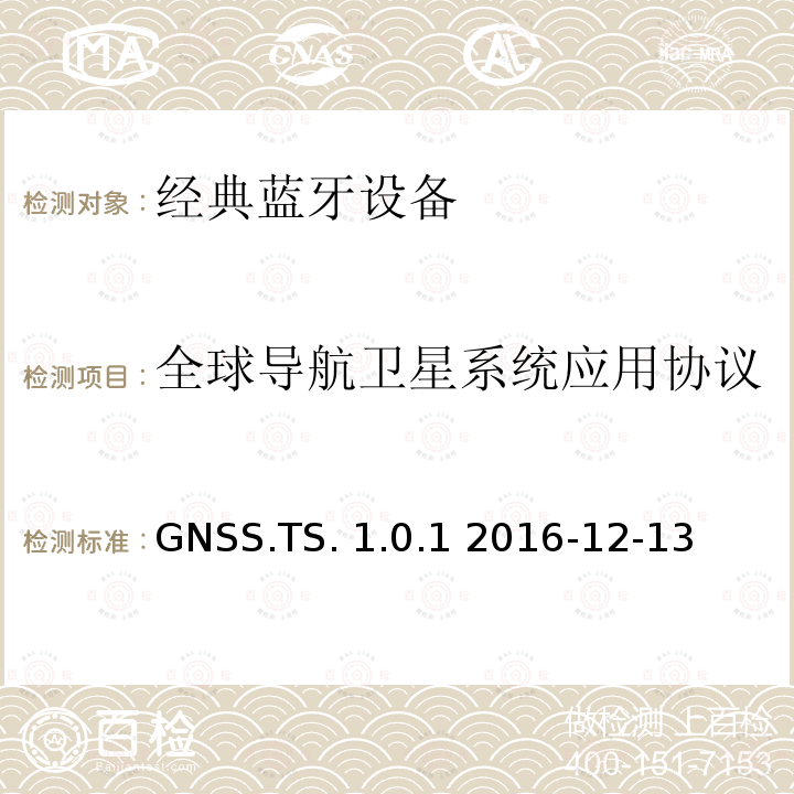 全球导航卫星系统应用协议 GNSS.TS. 1.0.1 2016-12-13 全球导航卫星系统应用 GNSS.TS.1.0.1 2016-12-13