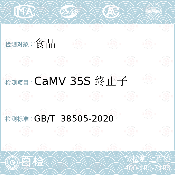 CaMV 35S 终止子 GB/T 38505-2020 转基因产品通用检测方法