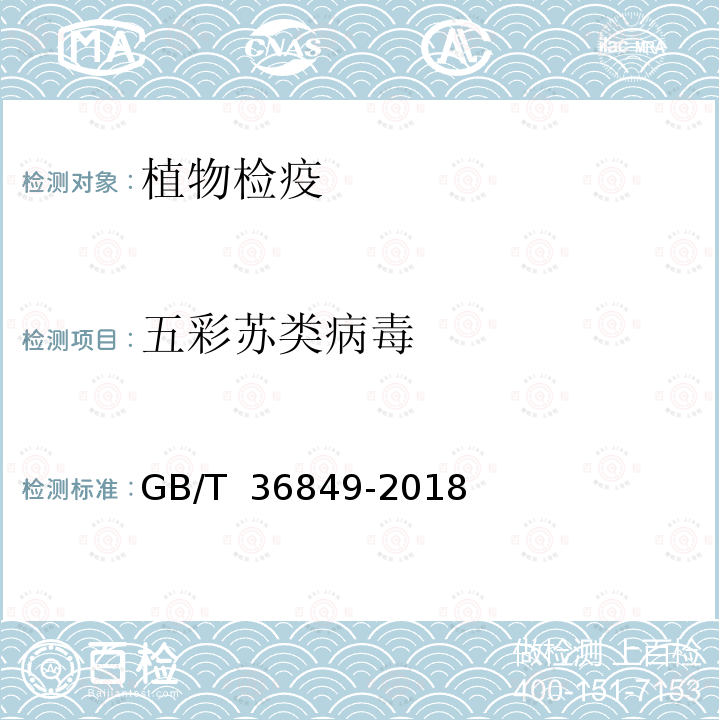 五彩苏类病毒 GB/T 36849-2018 五彩苏类病毒检疫鉴定方法
