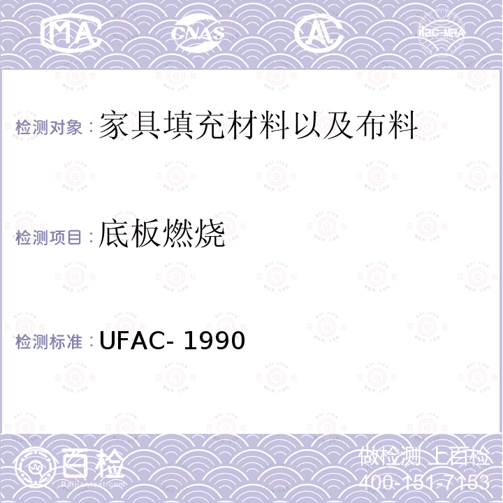 底板燃烧 UFAC- 1990 软体家具 UFAC-1990