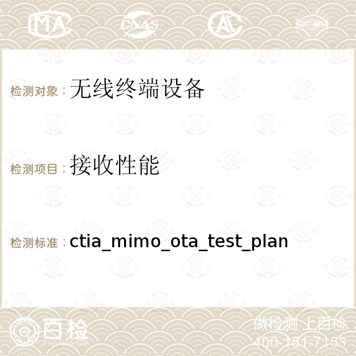 接收性能 CTIA认证项目，2x2下行MIMO和传输分集空中性能测试规范 ctia_mimo_ota_test_plan