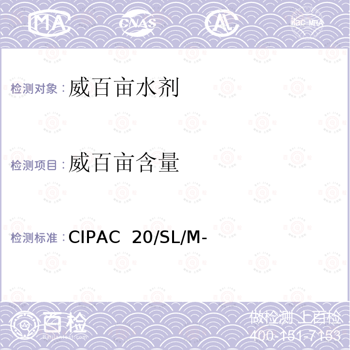 威百亩含量 威百亩水剂 CIPAC 20/SL/M-（E卷-1993）