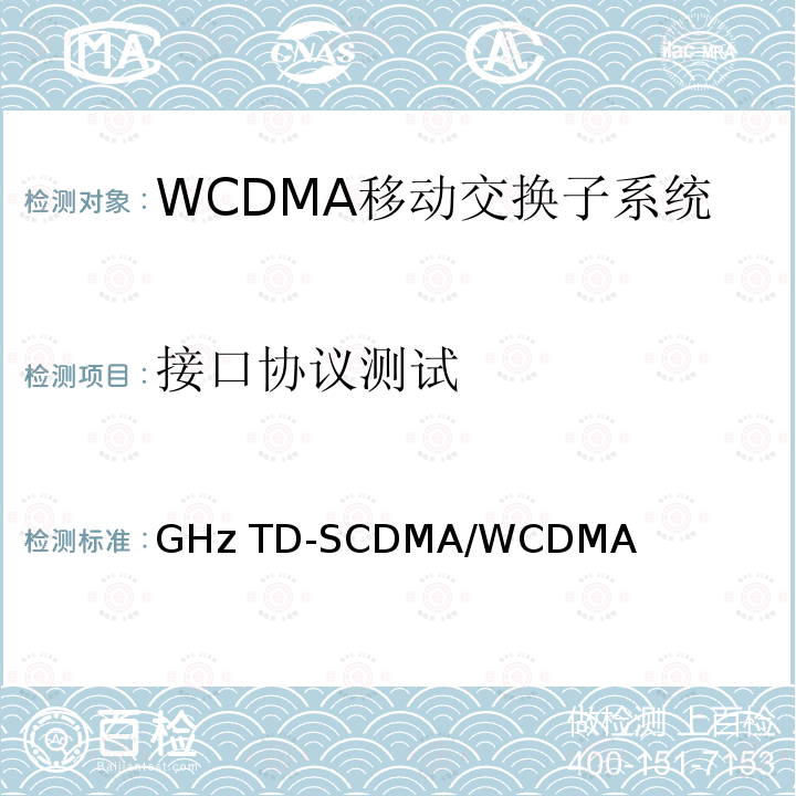 接口协议测试 2GHz TD-SCDMA/WCDMA数字蜂窝移动通信网媒体网关设备测试方法（第二阶段） YD/T 1506 2007