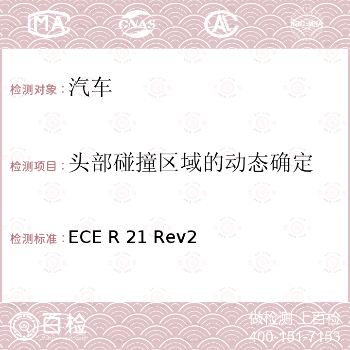 头部碰撞区域的动态确定 ECE R21 关于就汽车内部凸出物方面的统一规定  Rev2