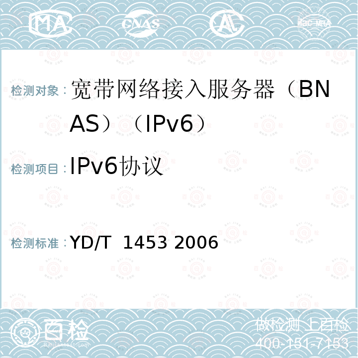 IPv6协议 IPv6 网络设备测试方法—支持IPv6的边缘路由器 YD/T 1453 2006