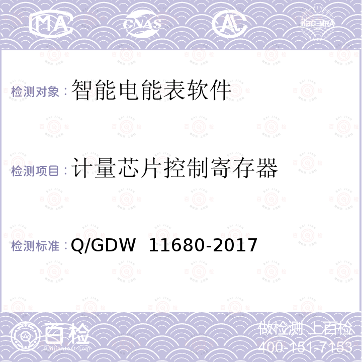 计量芯片控制寄存器 智能电能表软件可靠性技术规范 Q/GDW 11680-2017