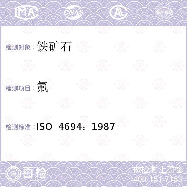 氟 铁矿石 氟含量的测定 离子选择电极法 ISO 4694：1987（E）