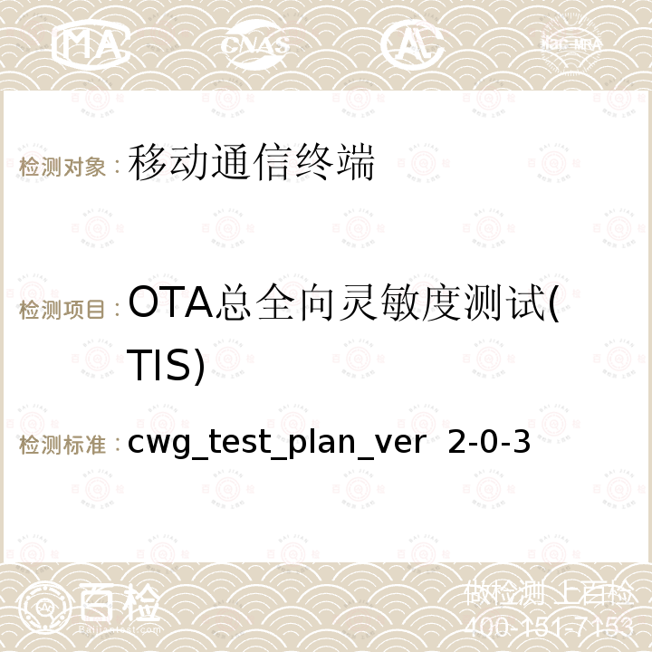 OTA总全向灵敏度测试(TIS) cwg_test_plan_ver  2-0-3 Wi-Fi移动设备无线性能评估测试计划 cwg_test_plan_ver 2-0-3