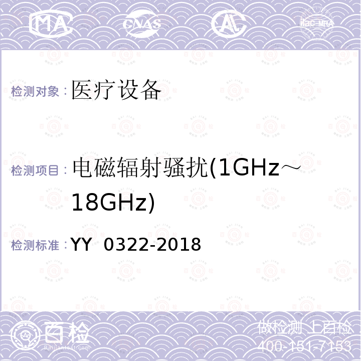 电磁辐射骚扰(1GHz～18GHz) YY/T 0322-2018 【强改推】高频电灼治疗仪