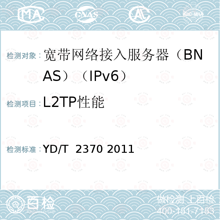 L2TP性能 IPv6网络设备测试方法 宽带网络接入服务器 YD/T 2370 2011