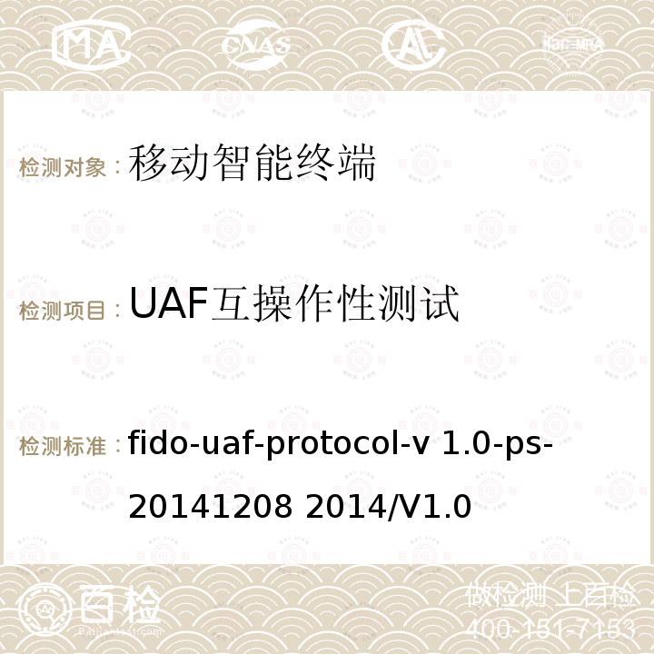 UAF互操作性测试 fido-uaf-protocol-v 1.0-ps-20141208 2014/V1.0 FIDO UAF协议规范 fido-uaf-protocol-v1.0-ps-20141208 2014/V1.0