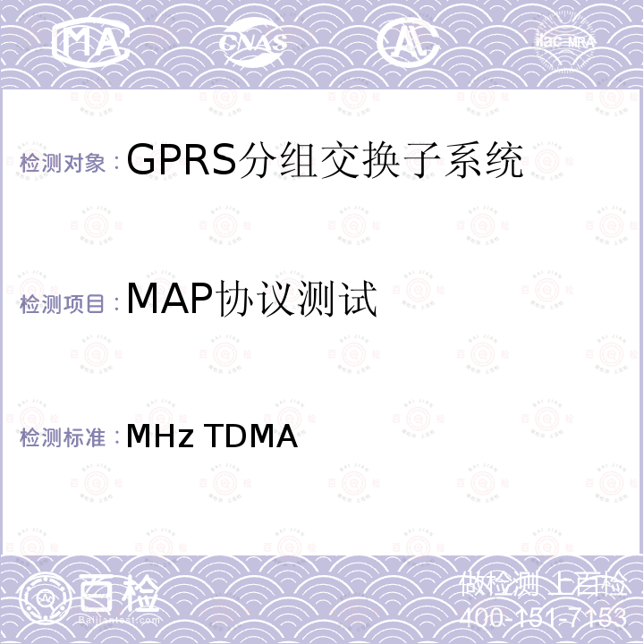 MAP协议测试 900/1800MHz TDMA数字蜂窝移动通信应用部分（MAP）测试方法（第2+阶段） YD/T 1233 2002