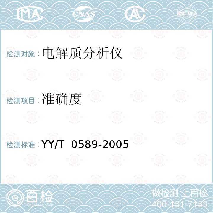 准确度 电解质分析仪 YY/T 0589-2005