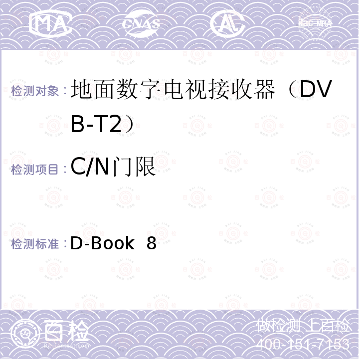 C/N门限 D-Book  8 数字地面电视测试规范及操作方法 D-Book 8