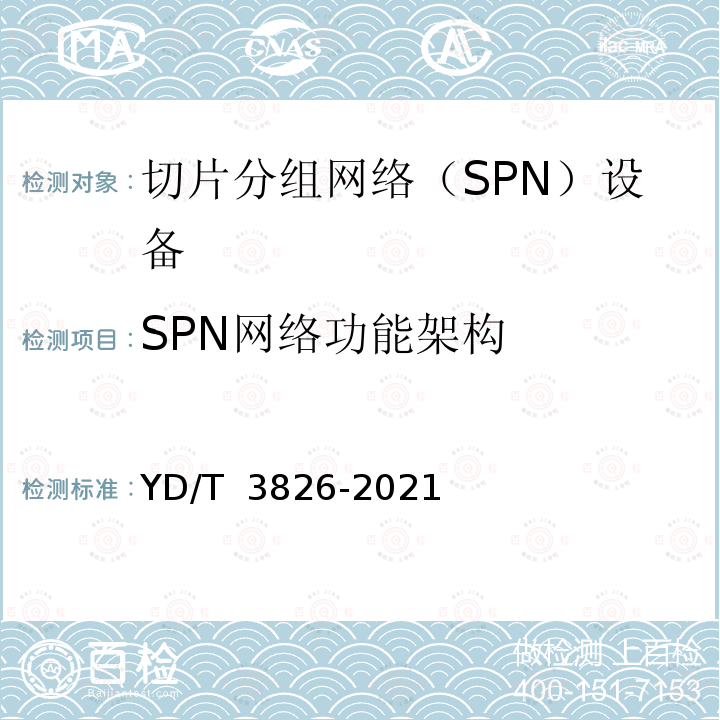 SPN网络功能架构 YD/T 3826-2021 切片分组网络（SPN）总体技术要求