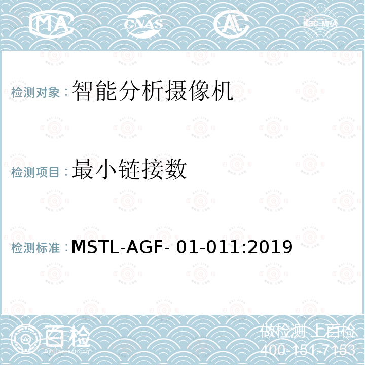 最小链接数 MSTL-AGF- 01-011:2019 上海市第一批智能安全技术防范系统产品检测技术要求 MSTL-AGF-01-011:2019