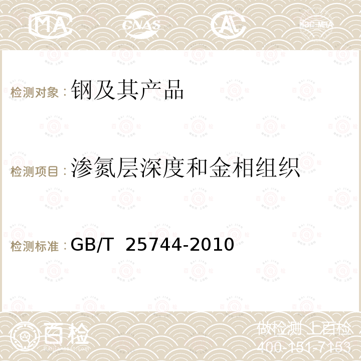 渗氮层深度和金相组织 GB/T 25744-2010 钢件渗碳淬火回火金相检验