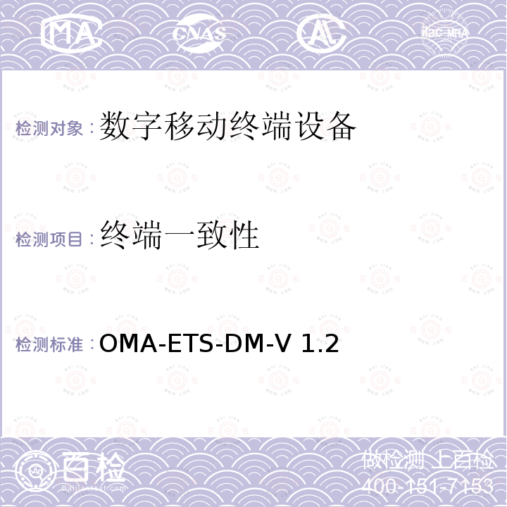 终端一致性 OMA-ETS-DM-V 1.2 《设备管理业务引擎测试规范》 OMA-ETS-DM-V1.2