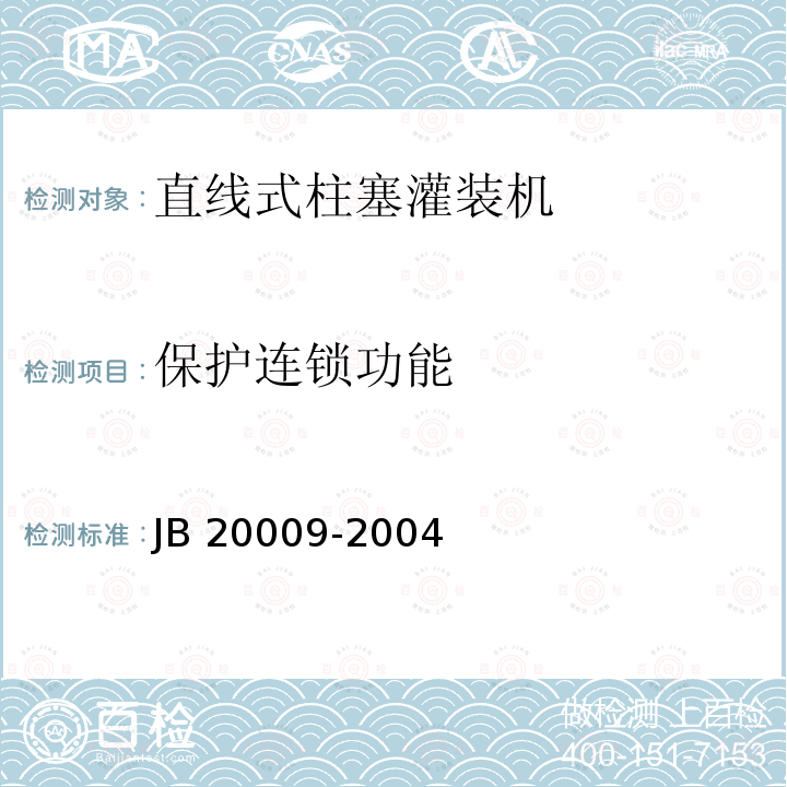 保护连锁功能 20009-2004 直线式柱塞灌装机 JB