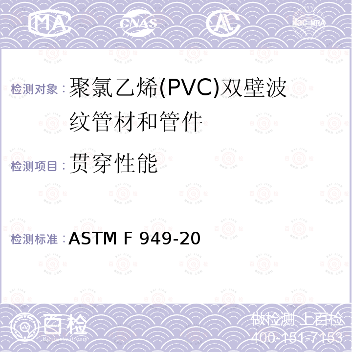贯穿性能 聚氯乙烯(PVC)双壁波纹管材和管件 ASTM F949-20