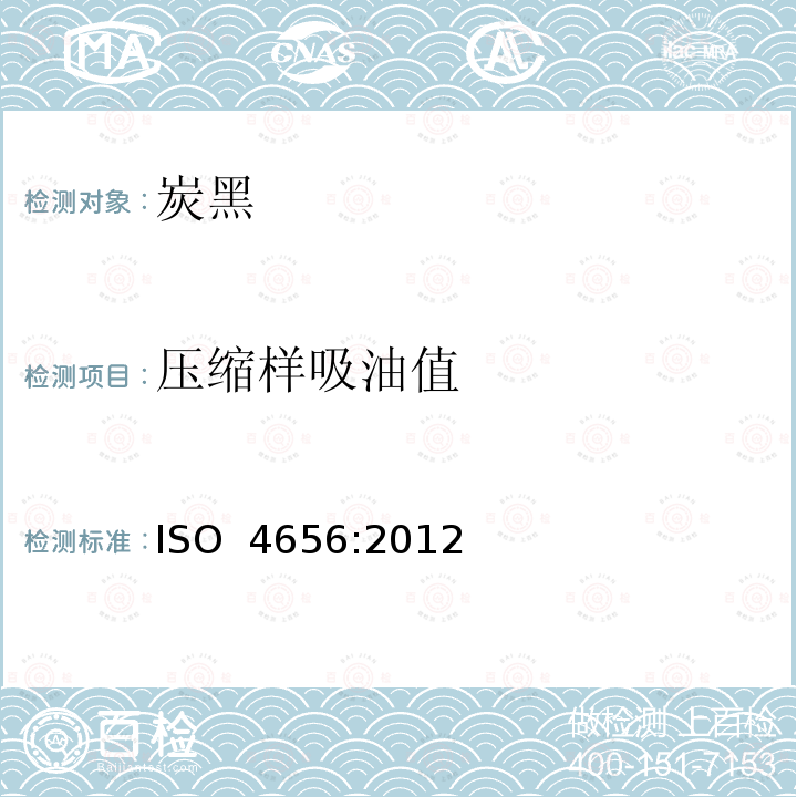 压缩样吸油值 橡胶用炭黑-吸油值（OAN）和压缩吸油量值（COAN）的测定 ISO 4656:2012