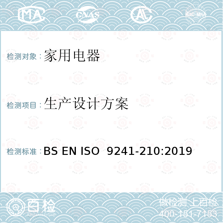 生产设计方案 BS EN ISO  9241-210:2019 人机交互的人体工程学 第210部分：以人为中心的交互系统设计 BS EN ISO 9241-210:2019