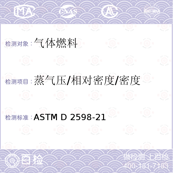 蒸气压/相对密度/密度 ASTM D2598-21 液化石油气物理特性计算法 
