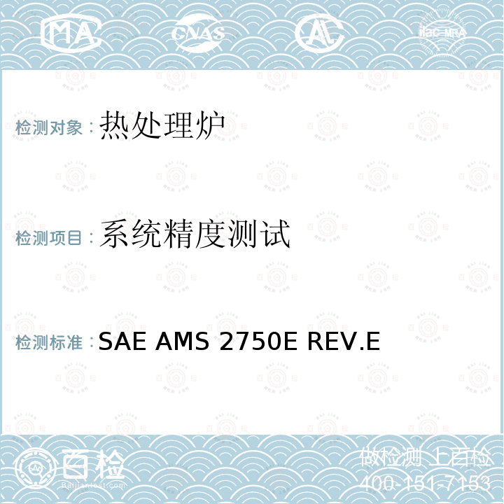 系统精度测试 SAE AMS 2750E REV.E 高温测量 (美国汽车工程师协会 航空航天材料规范 高温测量) SAE AMS2750E REV.E(2012)