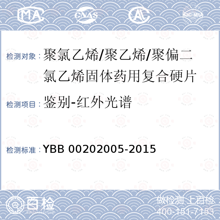 鉴别-红外光谱 聚氯乙烯/聚乙烯/聚偏二氯乙烯固体药用复合硬片  YBB00202005-2015