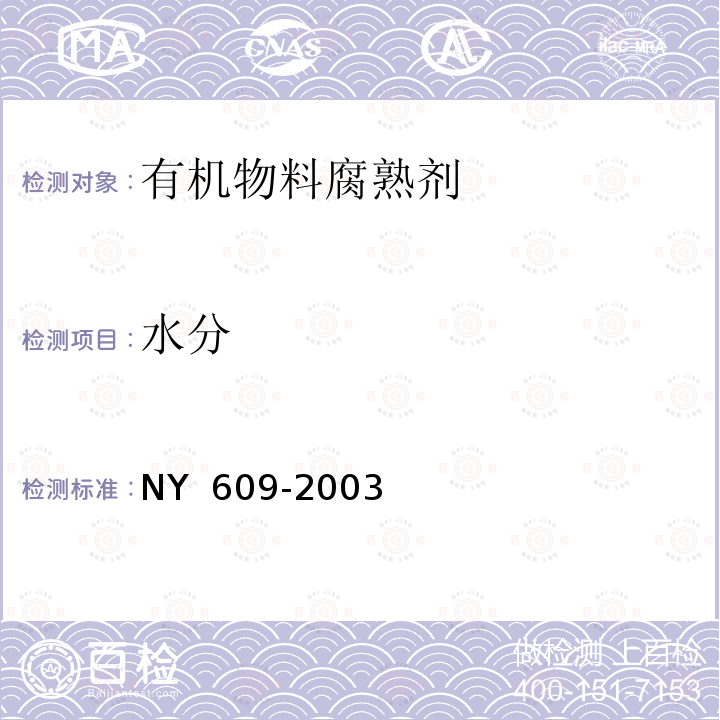 水分 微生物肥料  NY 609-2003