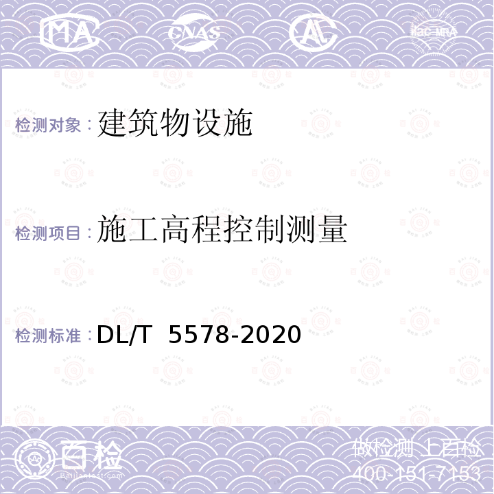 施工高程控制测量 电力工程施工测量标准 DL/T 5578-2020