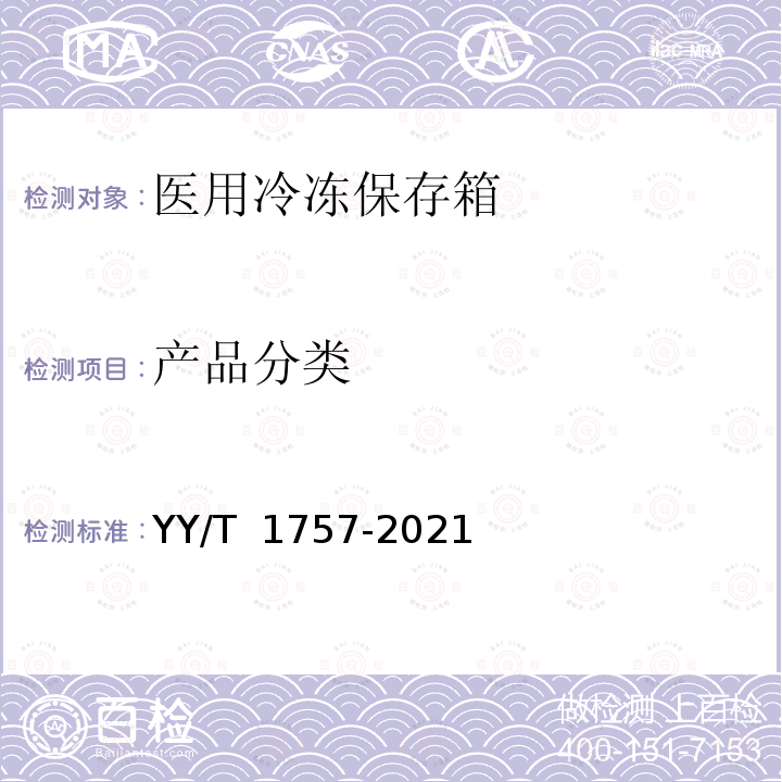 产品分类 YY/T 1757-2021 医用冷冻保存箱
