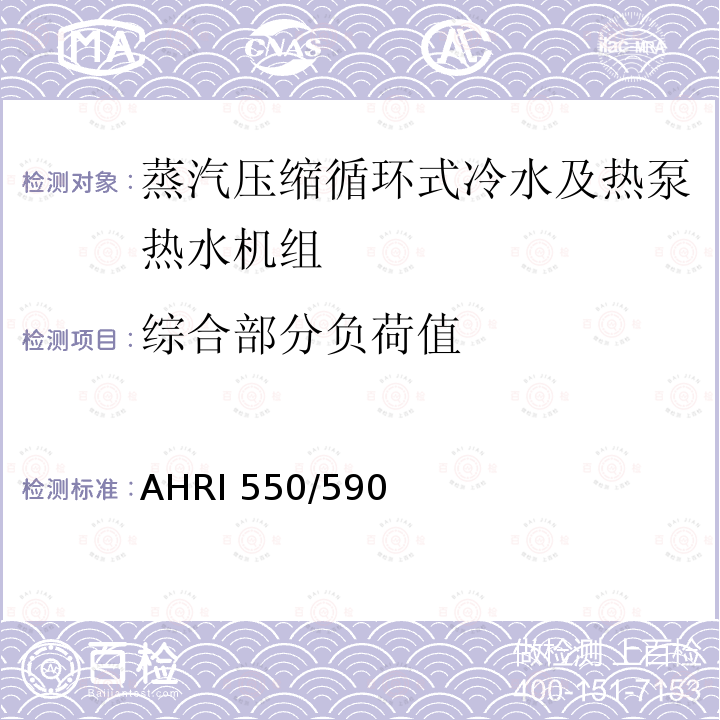 综合部分负荷值 AHRI 550/590 蒸汽压缩循环式冷水及热泵热水机性能评价标准 AHRI550/590(I-P)-2018、 AHRI551/591(SI)-2018