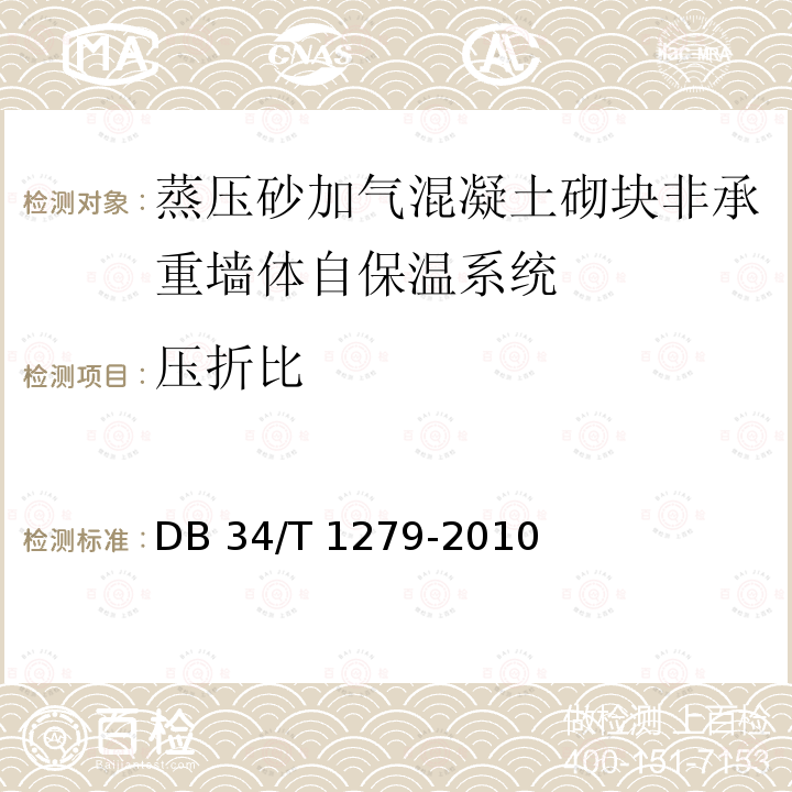 压折比 无机保温砂浆墙体保温系统 DB34/T 1279-2010