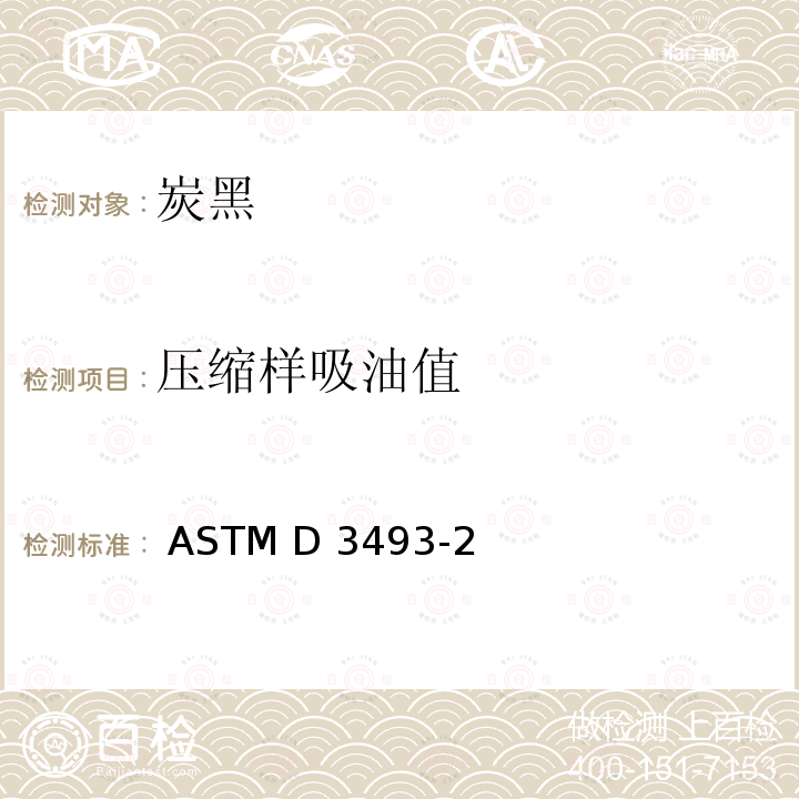 压缩样吸油值 ASTM D3493-2021 炭黑的标准测试方法 压缩样品的吸油量（COAN）