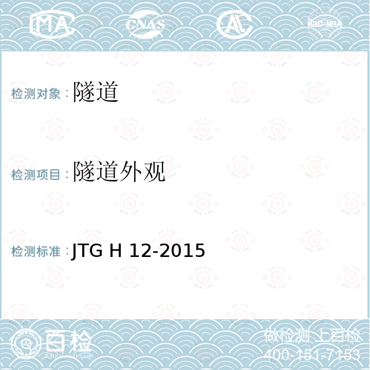 隧道外观 JTG H12-2015 公路隧道养护技术规范(附条文说明)