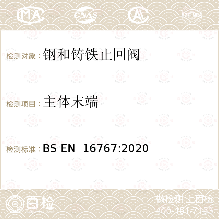 主体末端 BS EN 16767:2020 工业阀门—钢和铸铁止回阀 