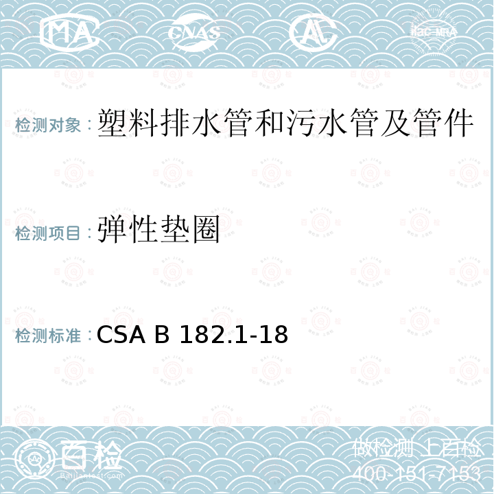 弹性垫圈 CSA B182.1-18 塑料排水管和污水管及管件 