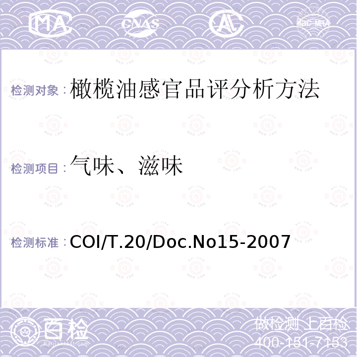 气味、滋味 COI/T.20/Doc.No15-2007  