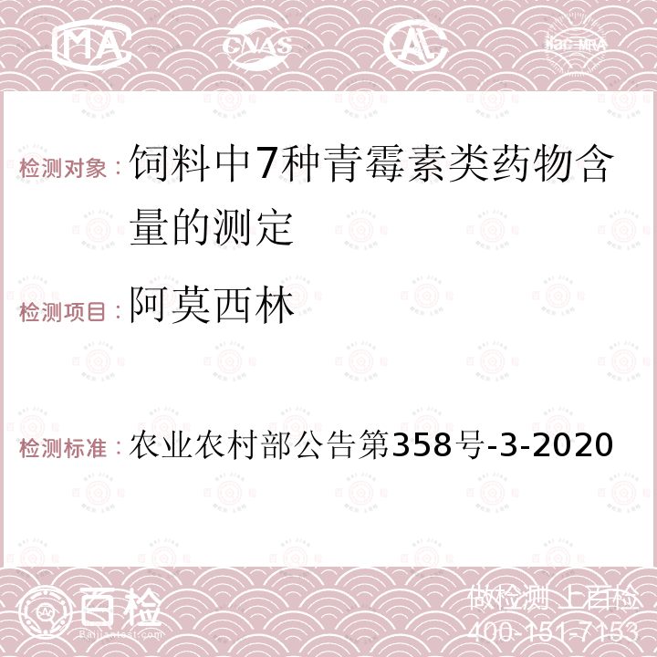 阿莫西林 农业农村部公告第358号  -3-2020