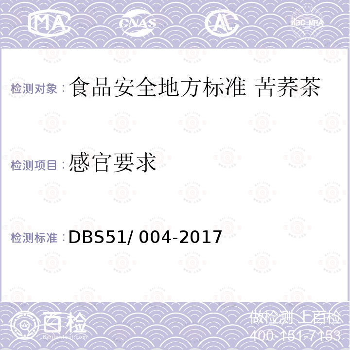 感官要求 感官要求 DBS51/ 004-2017