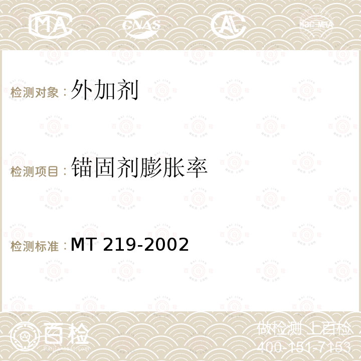 锚固剂膨胀率 《水泥锚杆  卷式锚固剂》MT219-2002